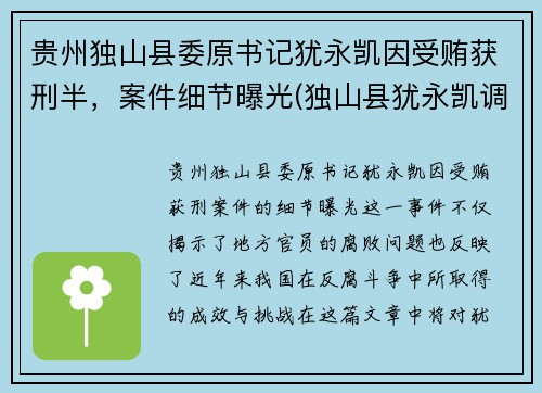 贵州独山县委原书记犹永凯因受贿获刑半，案件细节曝光(独山县犹永凯调到哪里了)